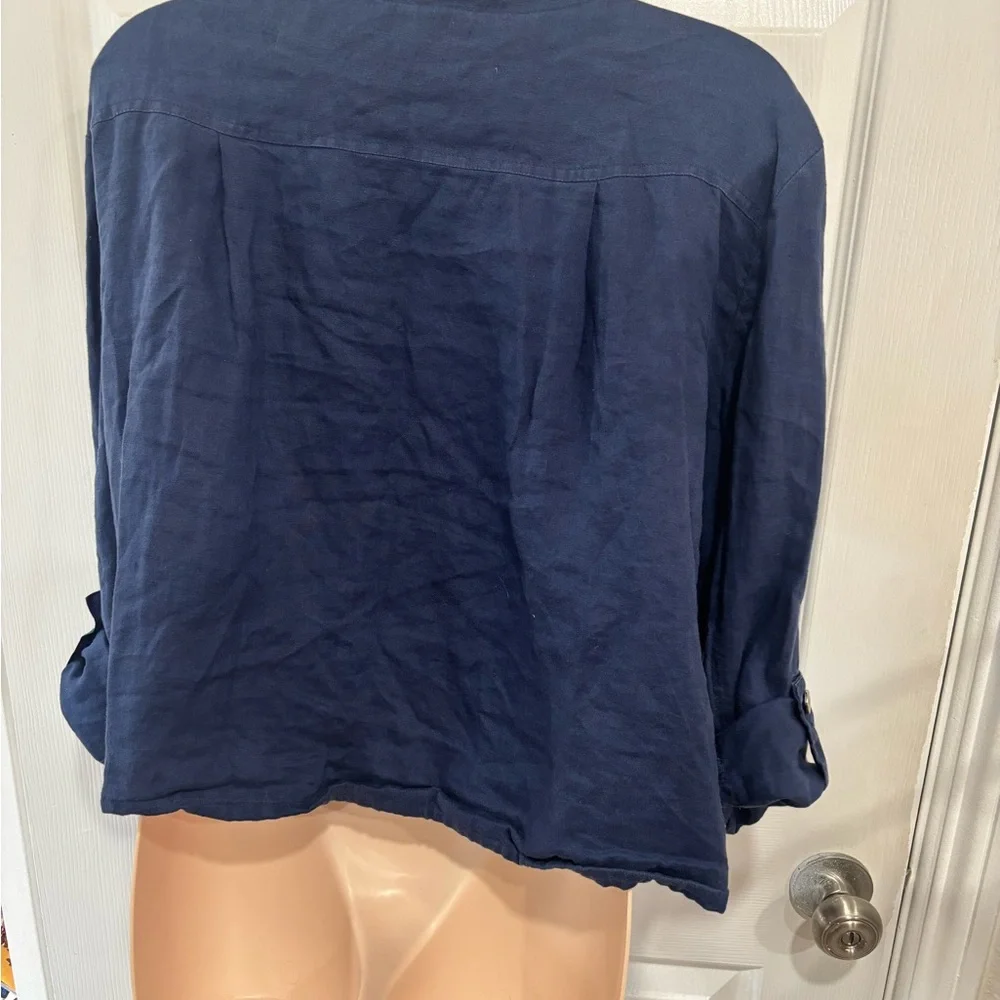 DKNY. Navy Blue Women's Jacket. Size XL 100% linen - Picture 7 of 11